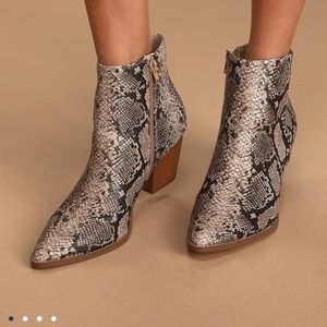 Lulus x Matisse Snake Print Ankle Booties - SZ 7.5